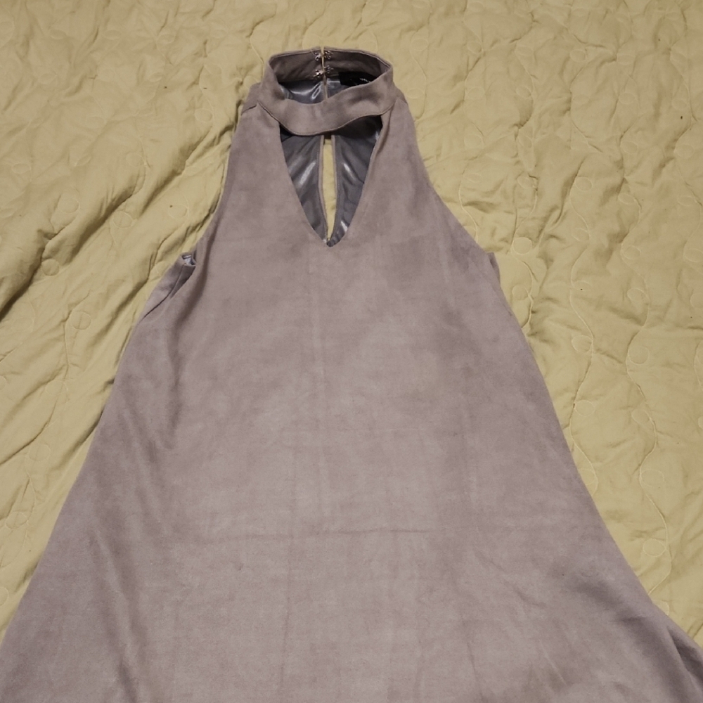 Suede-Look Halter Dress